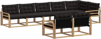 vidaXL Conjunto De Sof&aacute;s De Exterior 8 Uds. Blanco Y Negro Vidaxl