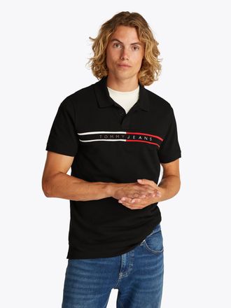 Tommy Jeans Poloshirt TOMMY JEANS TJM SLIM CHEST FLAG POLO, Herren, Gr. XL, schwarz, Jersey, Obermaterial: 100% Baumwolle, unifarben, slim fit normal, Rundhals, e