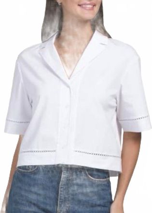 Theory Short Sleeve Boxy Lapel Shirt In White