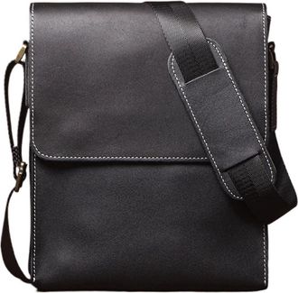 Generic Shoulder Sling Bag Mens Leather Crossbody Retro Flap Messenger(Black)
