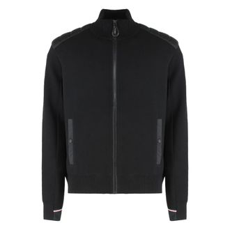 Moncler Down Jackets, male, Black, Size: XL Padded Wool Zip-Up Cardigan