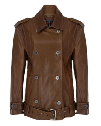 Zeynep Arcay Womens Oversized Leather Biker Jacket In Rust