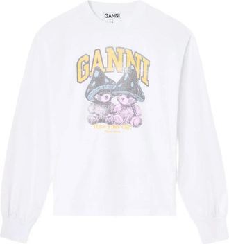 Ganni Hoodies & sweatvesten, Dames, Wit, M, T-shirt