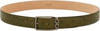 Ferragamo Gancini buckle belt - men - Ostrich Leather - 115 - Green