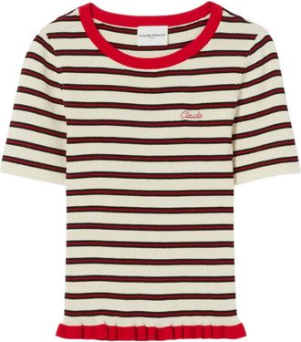 Claudie Pierlot T-shirt met geborduurd logo - Beige