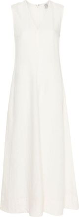 Toteme V-neck flared maxi dress - women - Lyocell/Linen/Flax - 36 - White