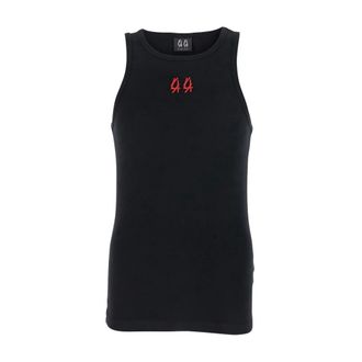 44 Label Group Sleeveless Tops, male, Black, Size: XL Crewneck Sleeveless Top with Embroidery