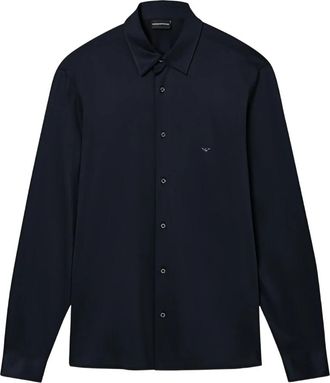 Emporio Armani Buttoned Shirt - Heren - Casual Overhemden - Blauw - M - Katoen - Overhemden
