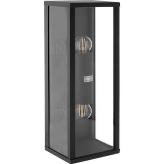 Fabrilamp Aplique Nozelo Ip44 2xe27 L.14xan.11,5xal.38cm Aluminio+cristal Antracita
