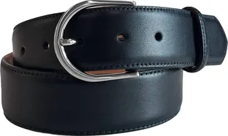 W. Kleinberg Unisex Classic Denim Belt In Black Semi-Matte With Silver