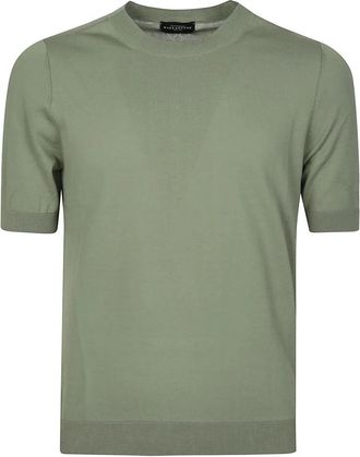 Ballantyne R Neck Sweater - Heren - Ronde hals truien - Groen - L - Katoen - Truien & Vesten