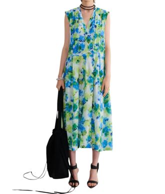 Christian Wijnants Delele Dress In Lime Blue Marigolds