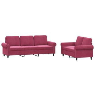 vidaXL Juego De Sof&aacute;s Con Cojines 2 Piezas Terciopelo Rojo Tinto Vidaxl