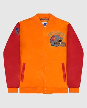 Starter Mens Tampa Bay Buccaneers Varsity Satin Full-Snap Jacket In Orange