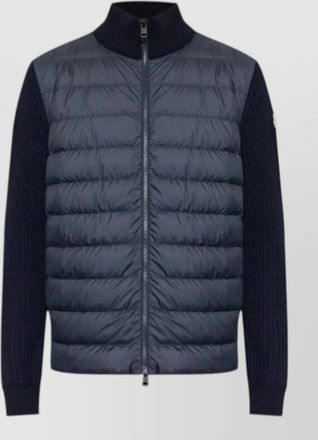 Moncler cardigan quilted front and ribbed sleeves