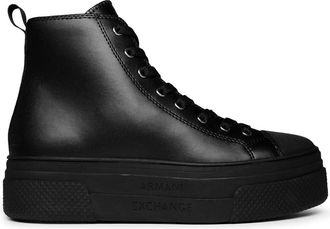 A|X Armani Exchange Womens Ax Hi Top Platform Sneakers in Black - Size UK 3