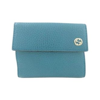 Gucci Pre-owned Calf Wallet - Dames - Pre-owned - Blauw - Maat: ONE Size Leer
