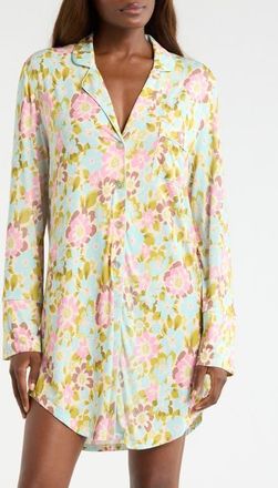 Kilo Brava Print Long Sleeve Sleep Shirt in Painted Blooms at Nordstrom, Size Medium