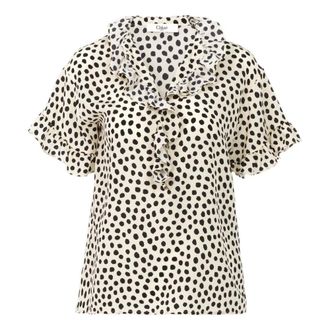 Chlo&eacute; Blouses, female, White, Size: M Short-sleeve Ruffle Top