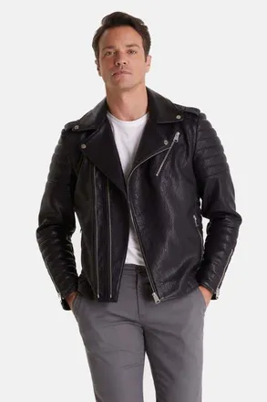FURNIQ Quentin Leather Jacket in Black at Nordstrom, Size Xx-Large