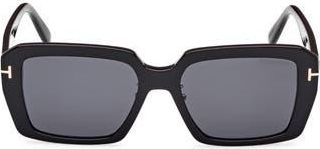 Tom Ford 54mm Square Sunglasses in Shiny Black /Smoke at Nordstrom Rack