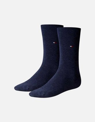 Tommy Hilfiger Womens 2-Pack Classic Embroidered Logo Womens Socks, Jeans Blue - Navy - Size: 2/2.5/5/4.5/4/3.5/3