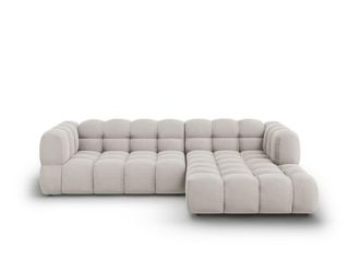 Cosmopolitan Design Sof&aacute; esquinero modular derecho 4 plazas de terciopelo beige claro