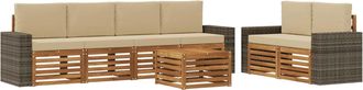 vidaXL Conjunto De Sof&aacute;s De Exterior 7 Uds. Natural Y Beige Vidaxl