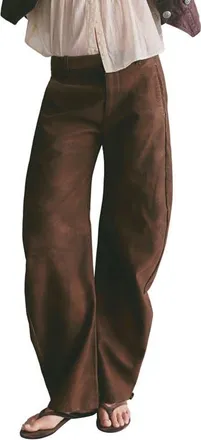 Free People Spotlight Wide Leg Faux Leather Trousers in Chocolate Brown at Nordstrom, Size 12