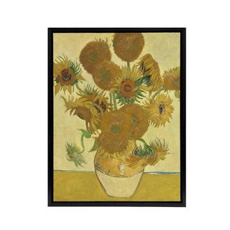 Artery8 Sunflowers 1888 Floral Painting Van Gogh Framed Canvas Wall Art in Yellow | Size: W24 x H32