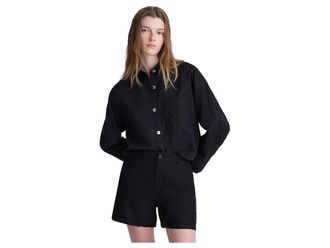 Madewell The Zoe Short in 100% Linen Womens Shorts Jet Black : 14 3