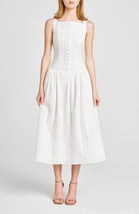 Wayf Eve Eyelet Embroidery A-Line Midi Dress in Ivory at Nordstrom Rack, Size X-Large