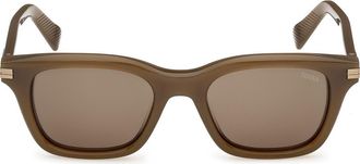 Ermenegildo Zegna 54mm Rectangular Sunglasses in Opal Green /Green at Nordstrom
