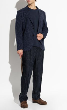 Etro Single-breasted Blazer, Mens, Navy Blue