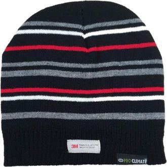 Pro Climate ProClimate Mens Striped 3M Thinsulate Insulated Thermal Beanie Hat (Black/Red)