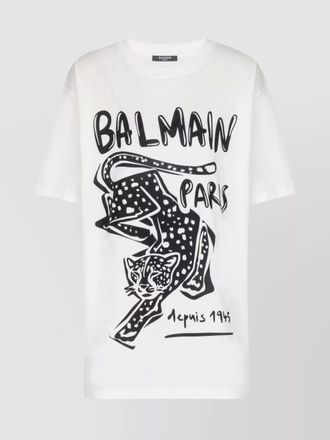 Balmain short sleeve crew neck graphic t-shirt
