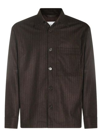Nn.07 pinstripe-print shirt - men - Wool/Polyester/Polyamide - M - Brown