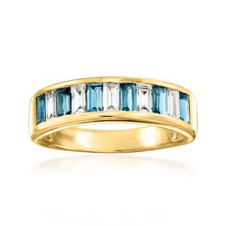 Ross-Simons London Blue Topaz and. Lab-Grown Diamond Ring in 18kt Gold Over Sterling