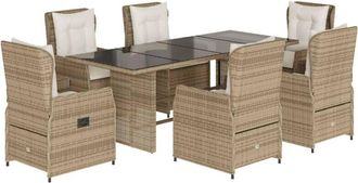 vidaXL Set Comedor De Jard&iacute;n 7 Pzas Con Cojines Rat&aacute;n Sint&eacute;tico Beige Vidaxl