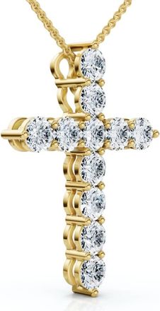 Pompeii3 1.25Ct Diamond Cross 14k Gold 18 Necklace 1 Tall Lab Grown