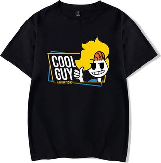 Generic Haminations Cool Guy New Logo Print T-Shirt Men Women O-Neck Fashionable Short Sleeve (Black,XL)