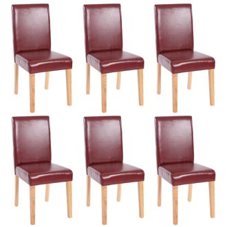 Hhg Hhg - Juego De 6 Sillas De Comedor Silla De Cocina Littau, Polipiel, Marr&oacute;n Rojizo, Patas Claras