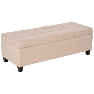 OEM Banco De Almacenamiento Puff De Almacenaje Taburete Tapizado En Lino Con Tapa Abatible Para Entrada 125x49x41,5 Cm Beige
