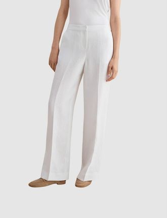 Hobbs London Alessia High-Waist Linen Trousers in White at Nordstrom, Size 10