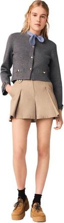 Maje Removable striped collar cardigan in Light Grey at Nordstrom, Size X-Small