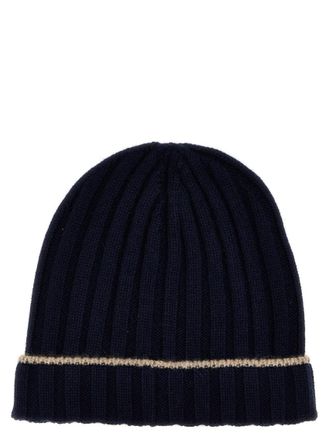 Brunello Cucinelli Blue Contrast line beanie