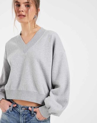 Levi's sweatshirt vintage con scollo a V grigio
