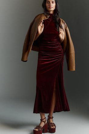 Bishop + Young Halter Velvet Midi Dress