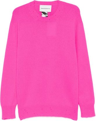 Amaranto Gerafelde trui met ronde hals - Roze