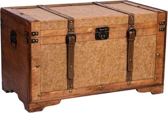 Wanderlust Deco Ba&uacute;l De Madera Marr&oacute;n 65x36x38